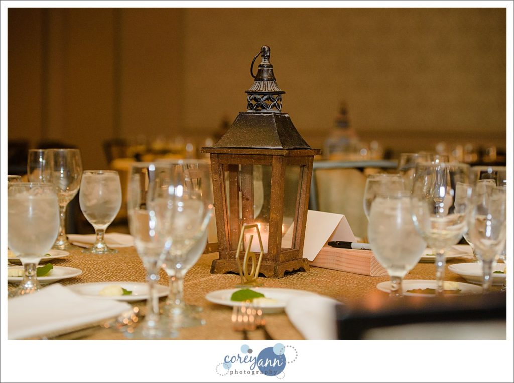 Lantern wedding reception centerpiece