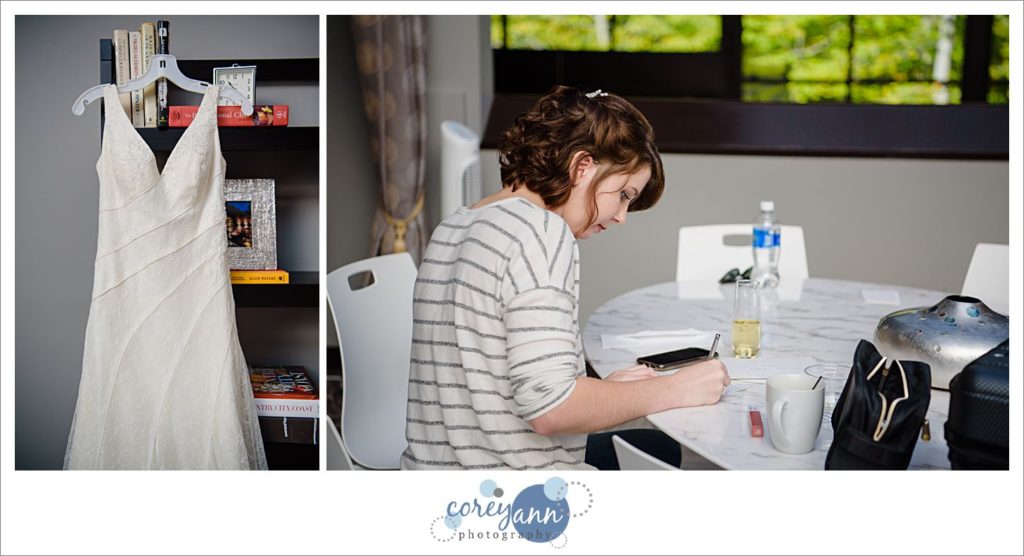 bride getting ready for wedding at sapphire creek winery