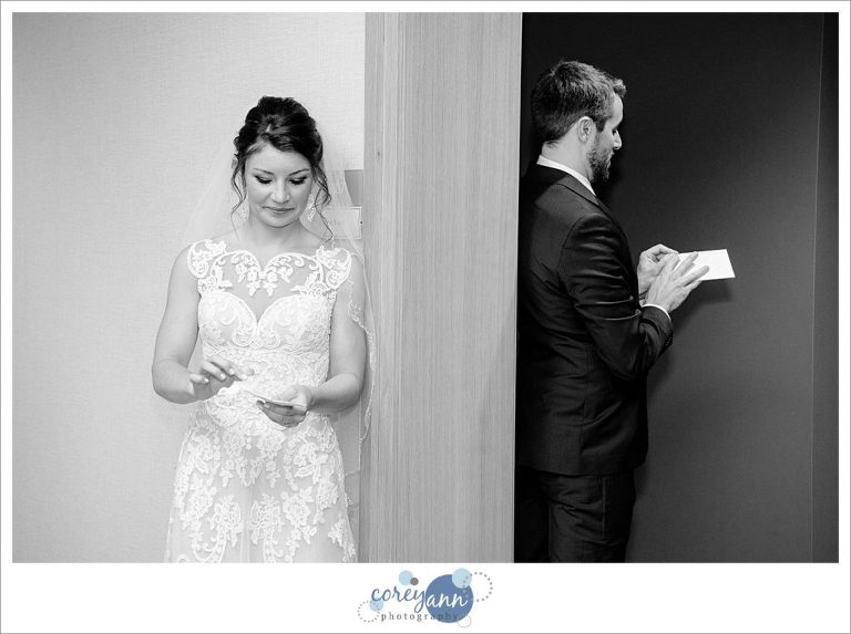 Bride and Groom First Touch before wedding ceremony