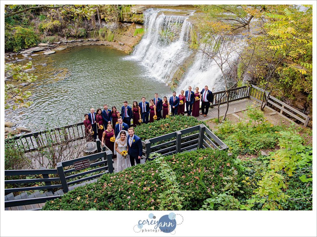 Wedding bridal party at Chagrin Falls