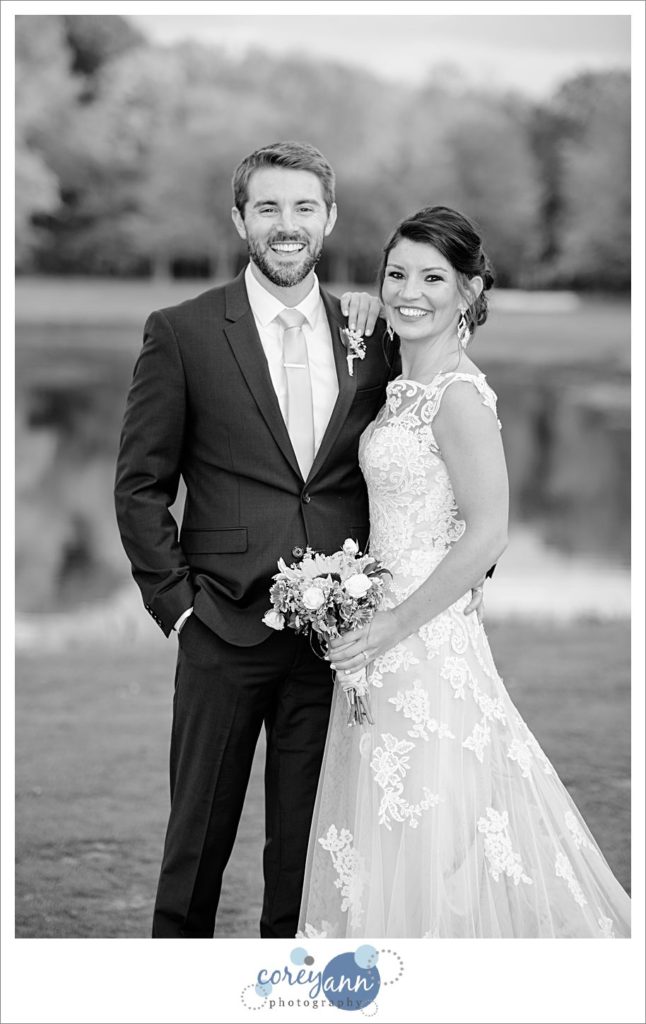 Bride and Groom wedding portrait at The Tanglewood Club in October