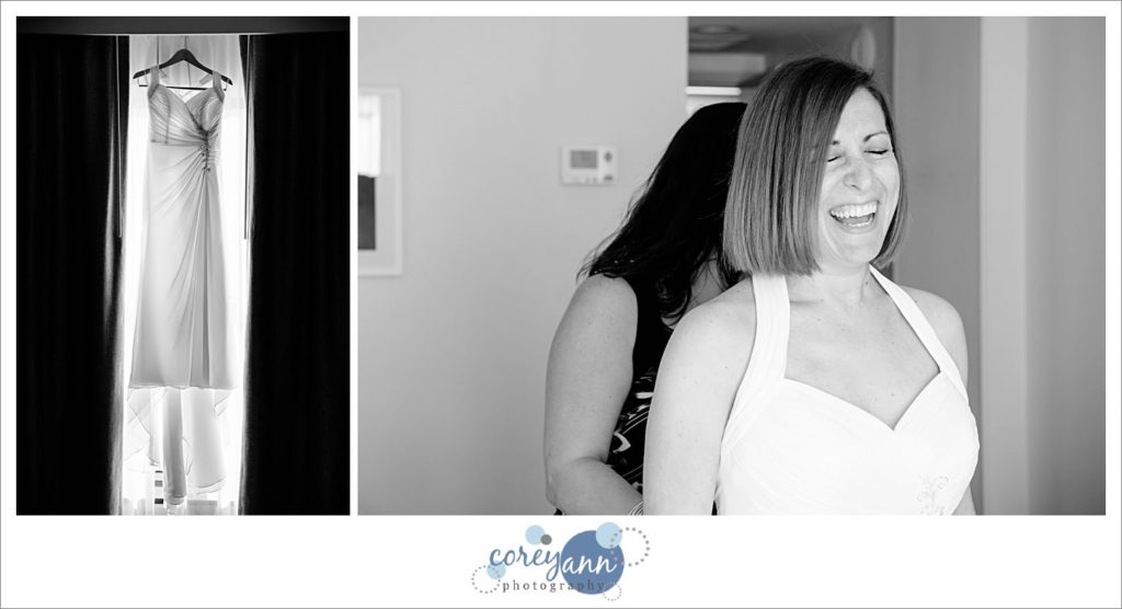 Bride getting ready for wedding at Walt Disney Swan Hotel