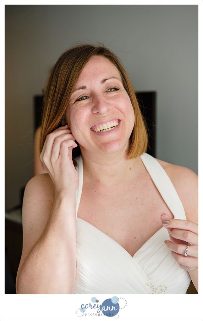 Bride getting ready for wedding at Walt Disney Swan Hotel