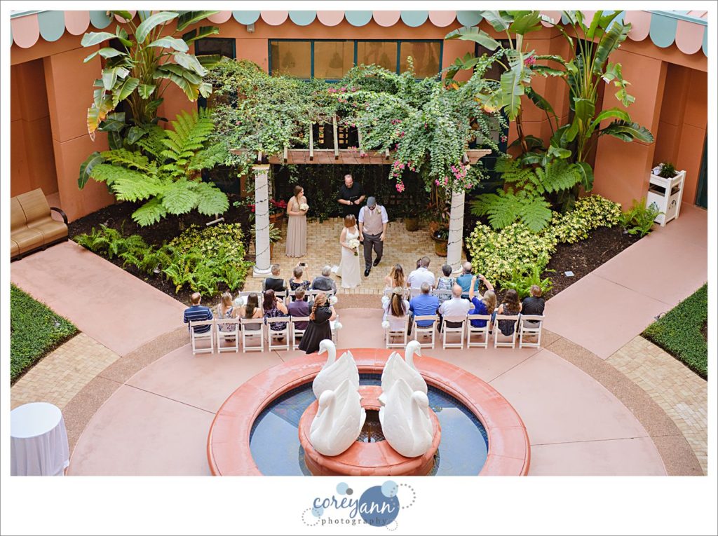 Walt Disney World Swan Wedding in Courtyard