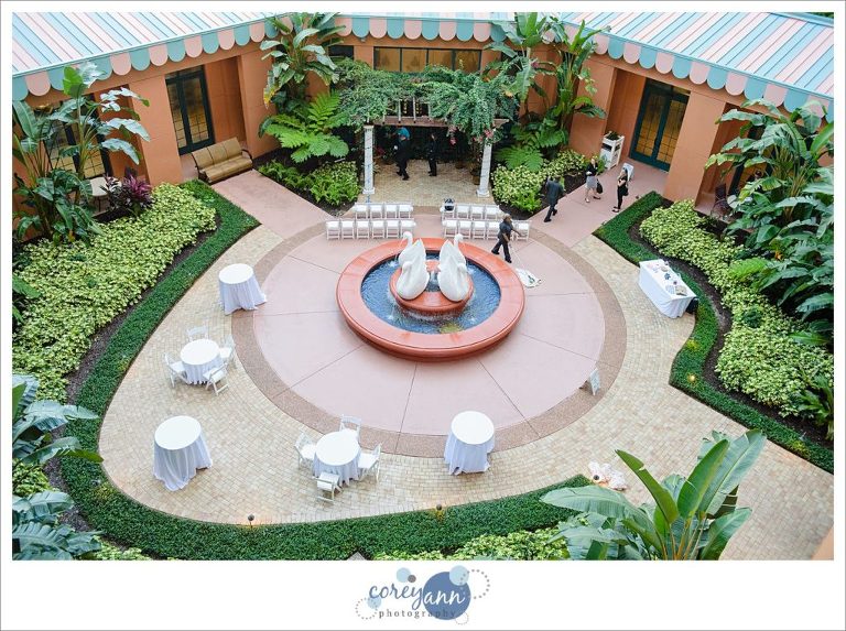 Courtyard at Swan Hotel in Walt Disney World