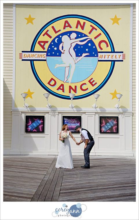 Wedding photos at Atlantic Dance Hall at Disney BoardWalk