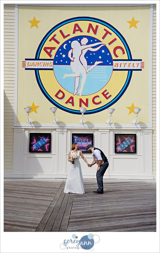 Wedding photos at Atlantic Dance Hall at Disney BoardWalk