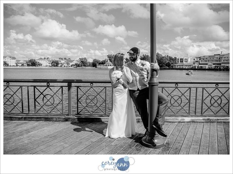 Wedding photo on Disney BoardWalk in Orlando