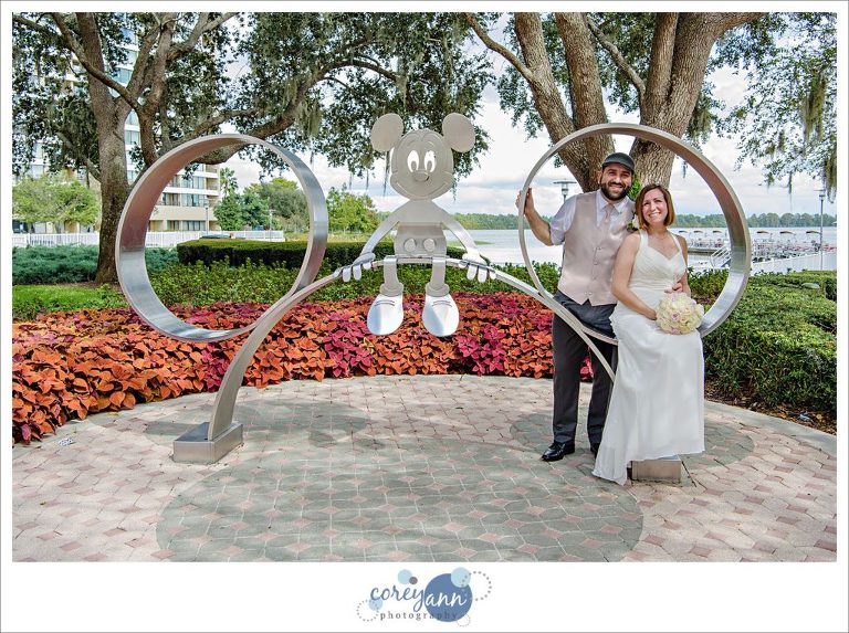 Walt Disney World Wedding photo with metal Mickey Ears