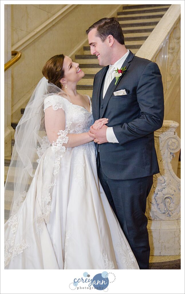 Wedding photos at Cleveland Public Library in Ohio