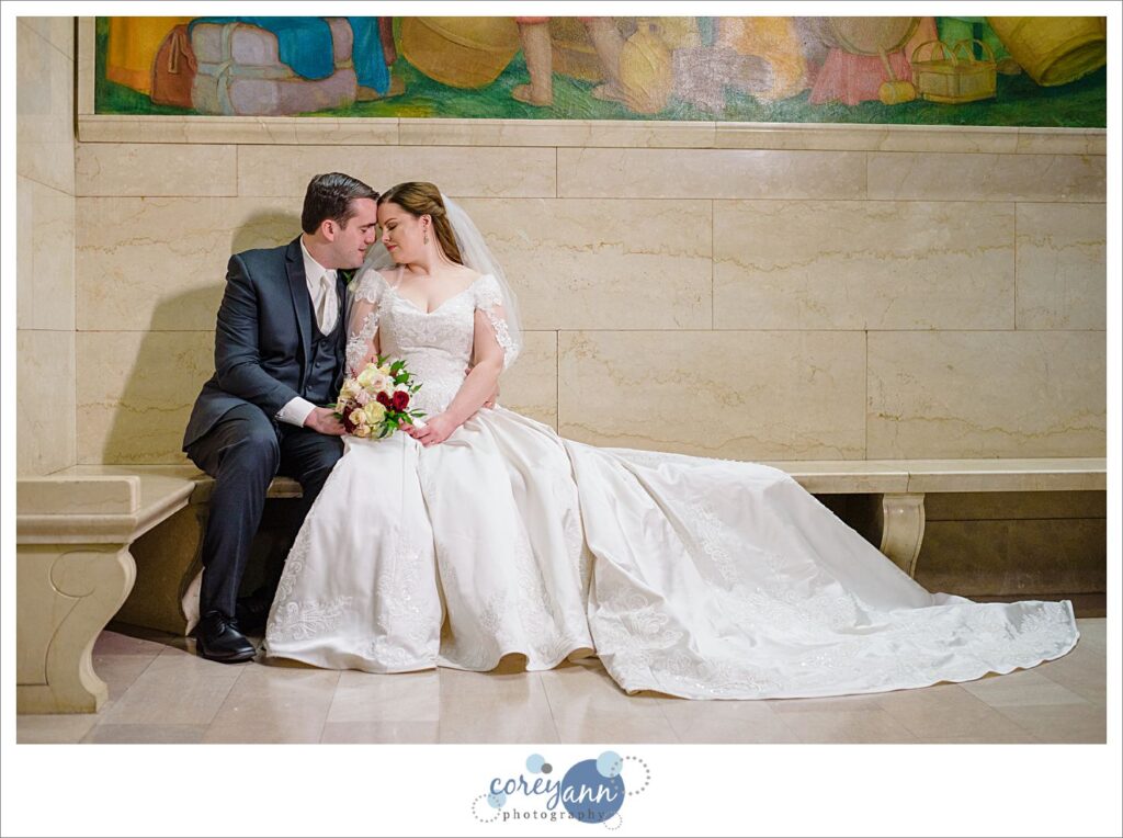 Wedding photos at Cleveland Public Library in Ohio