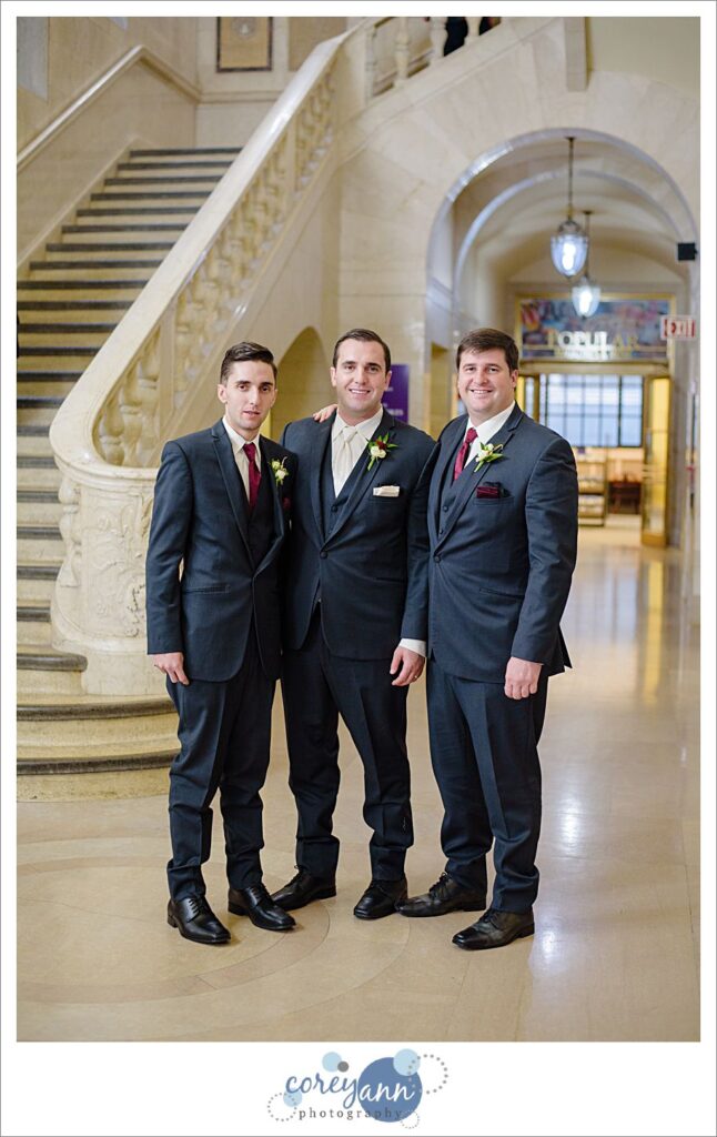 Wedding photos at Cleveland Public Library in Ohio