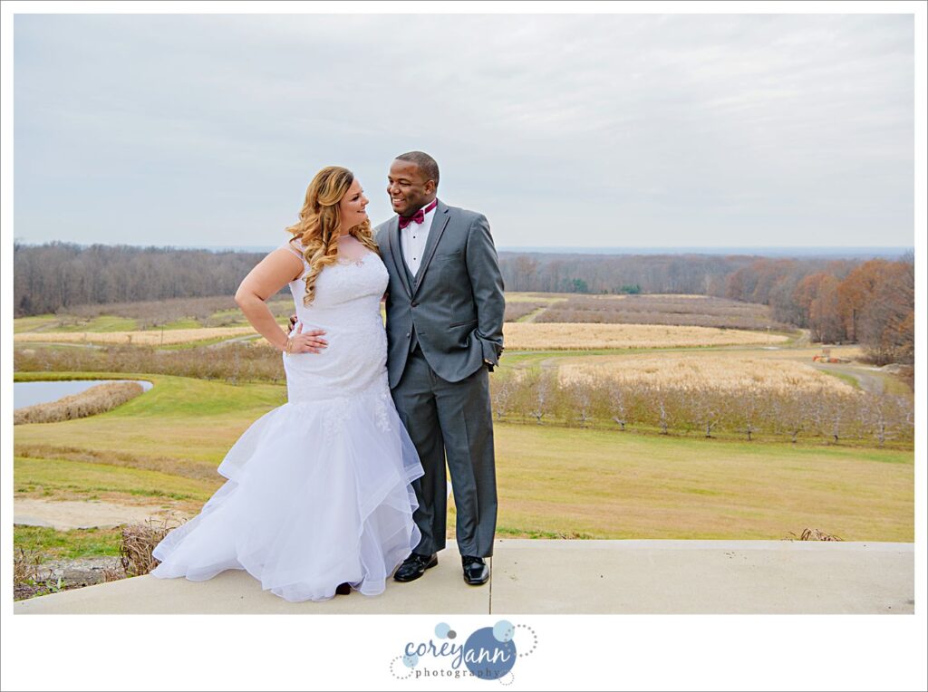 Bride and Groom wedding portrait in November at Mapleside Farms