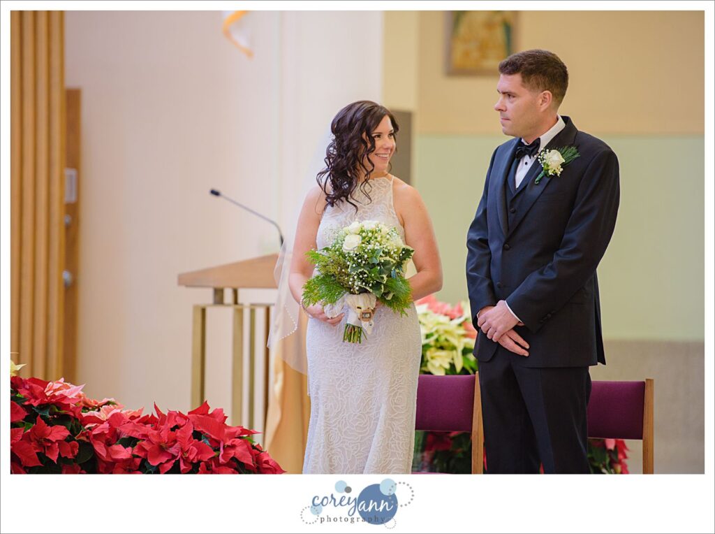 Wedding ceremony at Holy Family Catholic Church in Parma Ohio