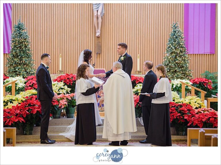 Wedding ceremony at Holy Family Catholic Church in Parma Ohio