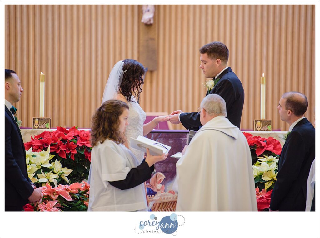 Wedding ceremony at Holy Family Catholic Church in Parma Ohio