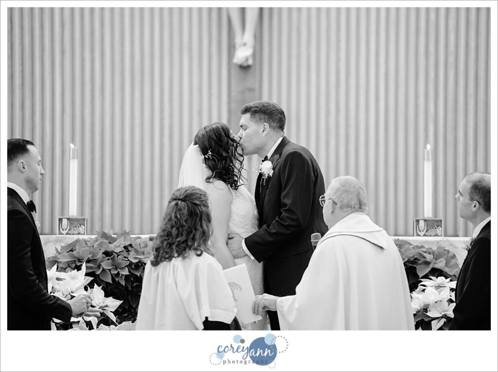 Wedding ceremony at Holy Family Catholic Church in Parma Ohio
