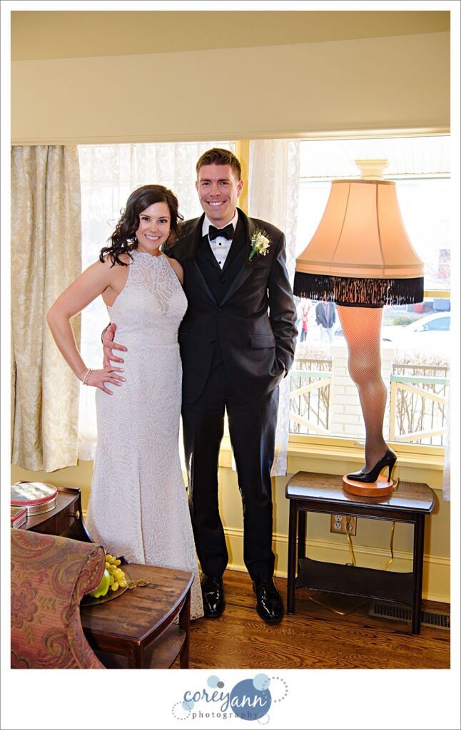 Wedding photo at A Christmas Story House in Tremont Ohio