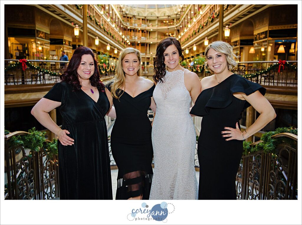 Christmas wedding photos at Hyatt Arcade in Cleveland