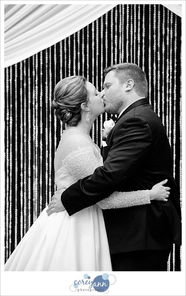 First Look before wedding at Embassy Suites in North Canton