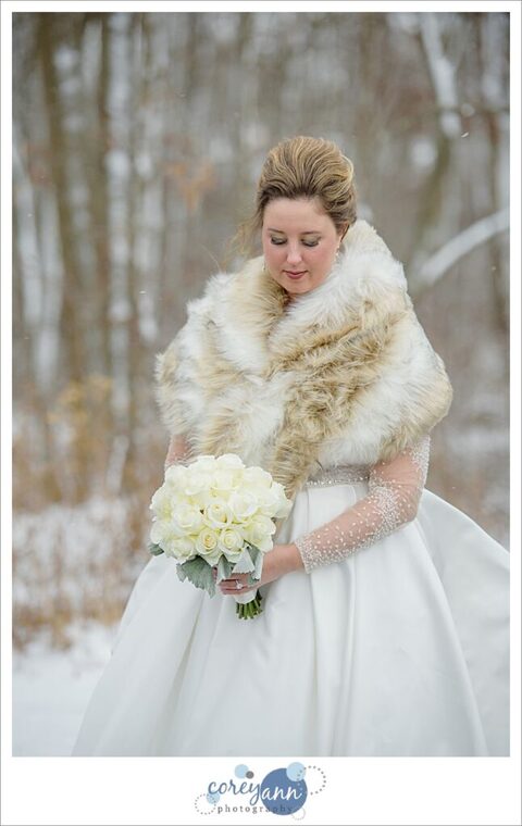 winter wedding bride in canton ohio 
