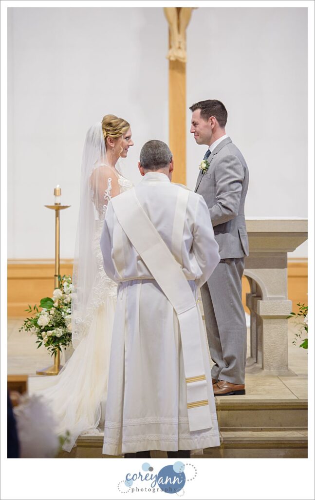 Wedding ceremony at Walsh University in North Canton Ohio