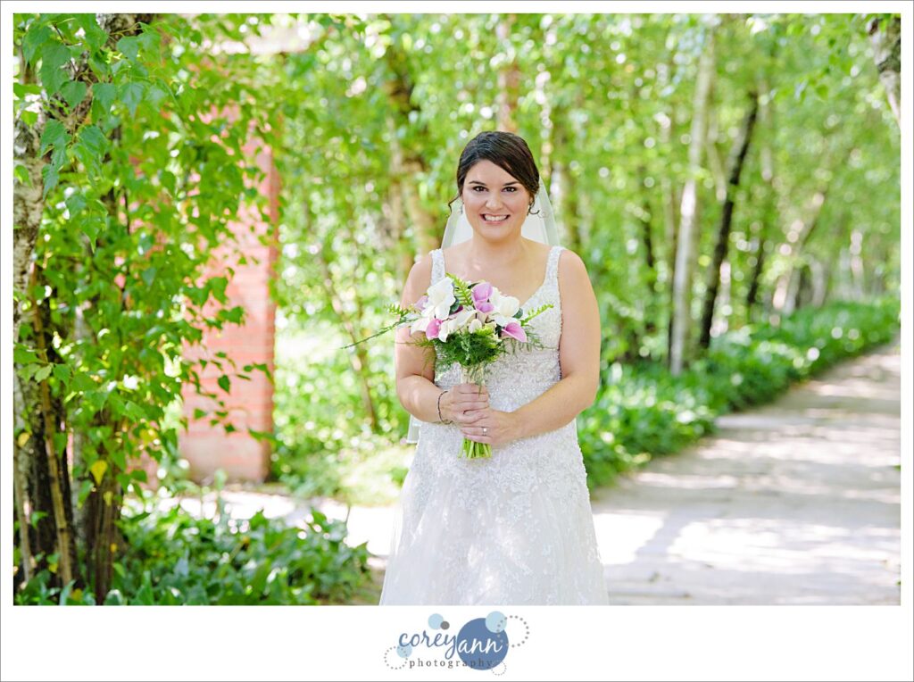 Birch Tree Allee wedding ceremony at Stan Hywet