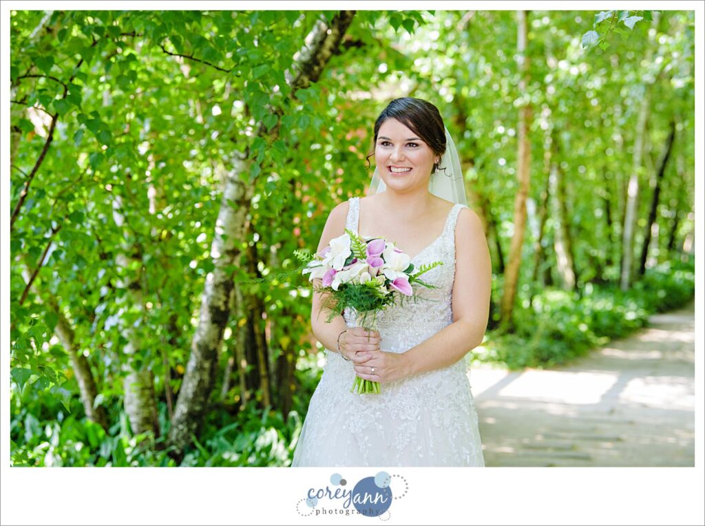 Birch Tree Allee wedding ceremony at Stan Hywet