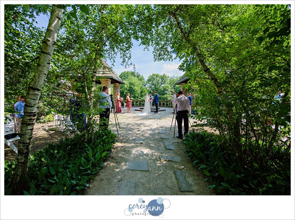Birch Tree Allee wedding ceremony at Stan Hywet