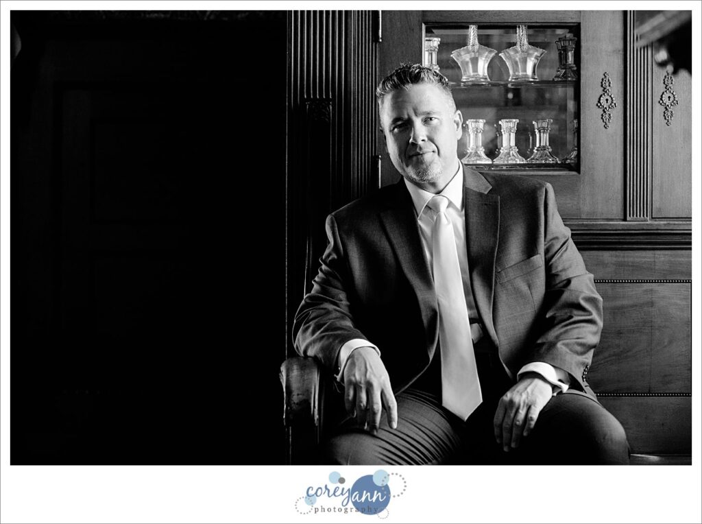 Groom getting ready for wedding at Massillon Women's Club