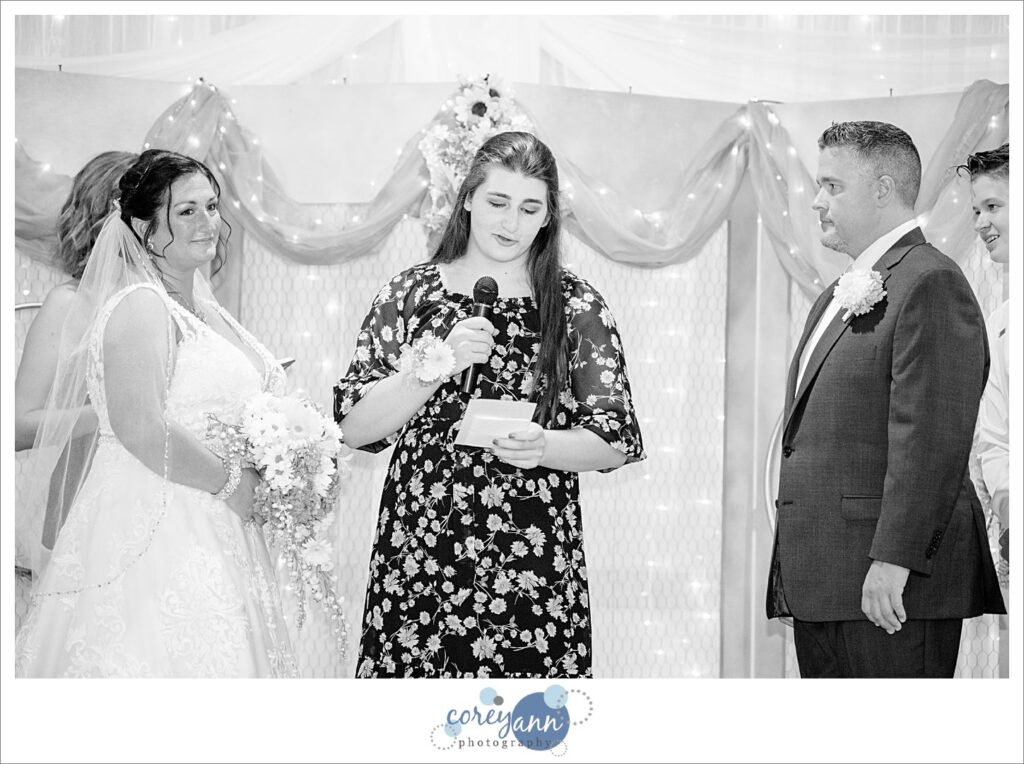 Wedding ceremony at Santangelo's in Massillon Ohio