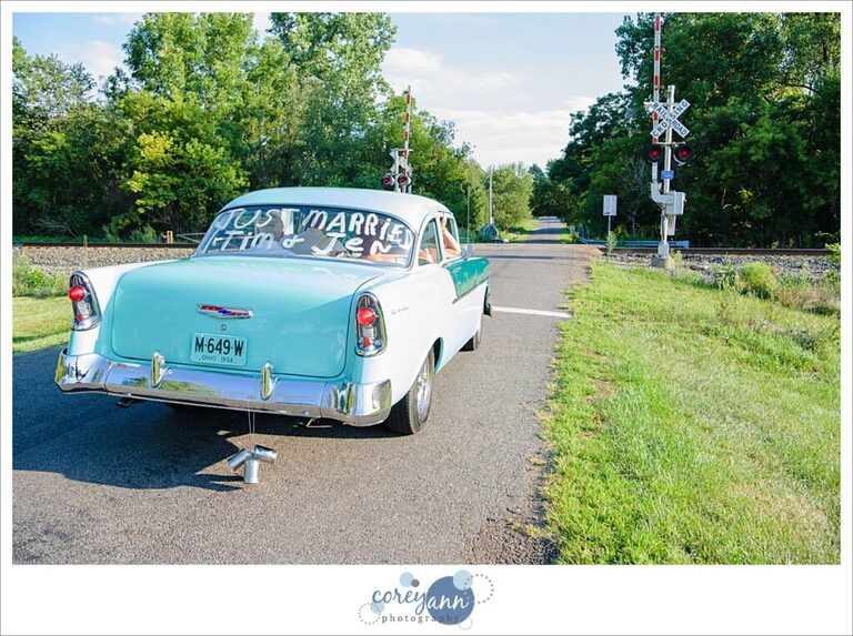 Wedding photos in Massillon Ohio with old Chevy