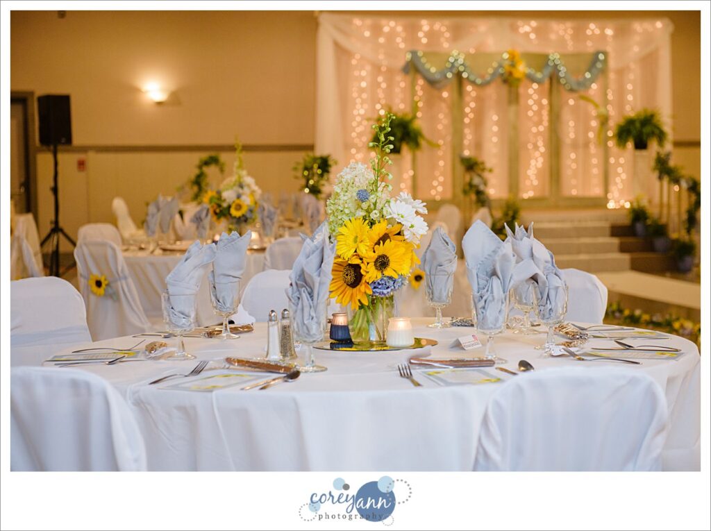 Sunflower reception decor at Santangelo's in Massillon