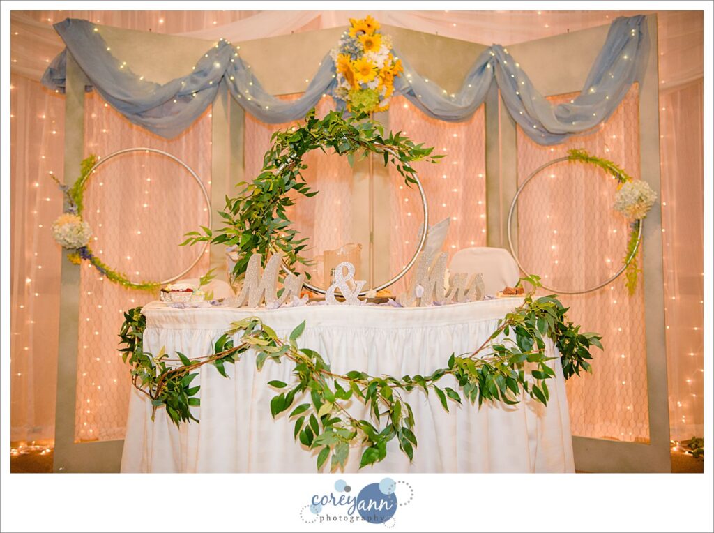 Sunflower reception decor at Santangelo's in Massillon