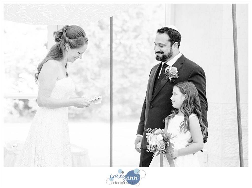 Wedding ceremony at Fairmont Temple in Beachwood Ohio