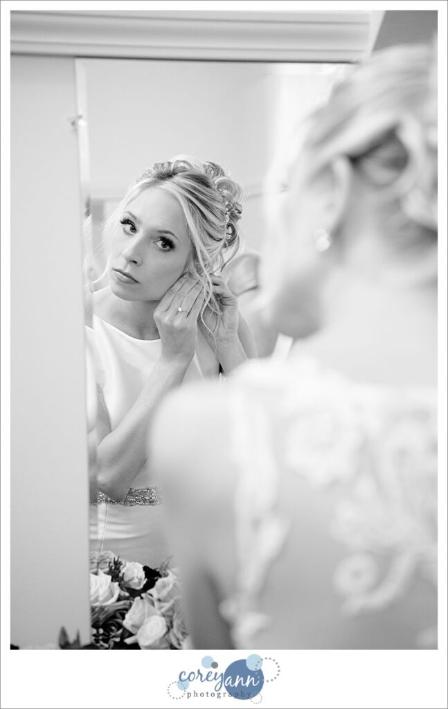 getting ready for wedding at st vincent de paul in akron