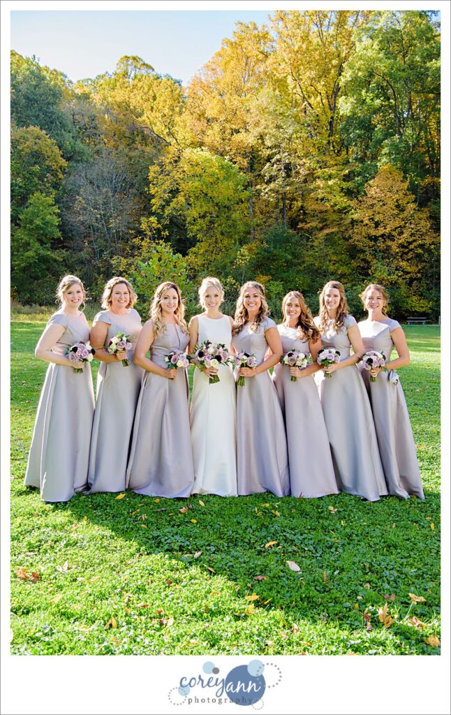 wedding bridal party photos at sand run metro park