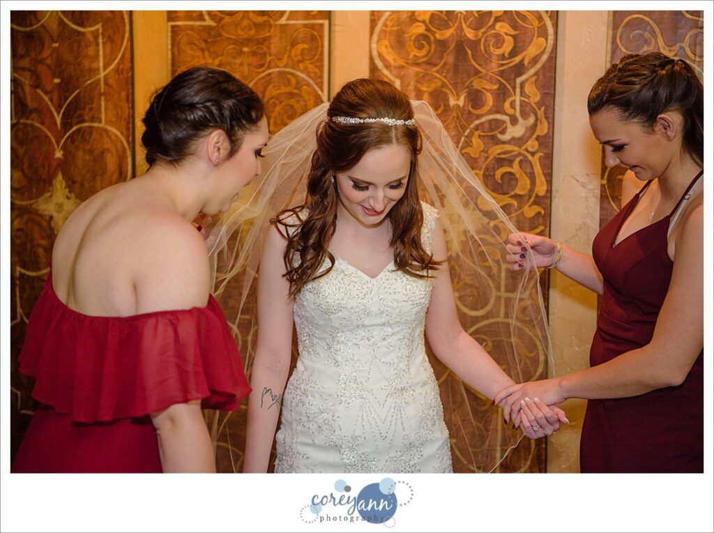 Bride getting ready at Gervasi Vineyard in Canton