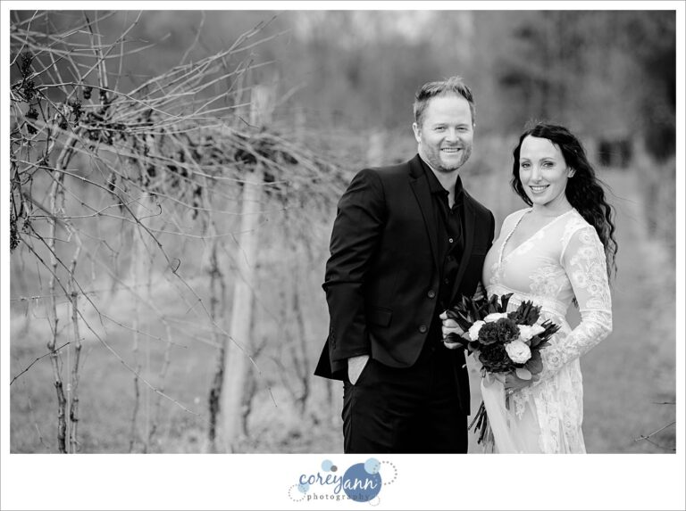 Black and white photo at Gervasi Vineyard in the Autumn
