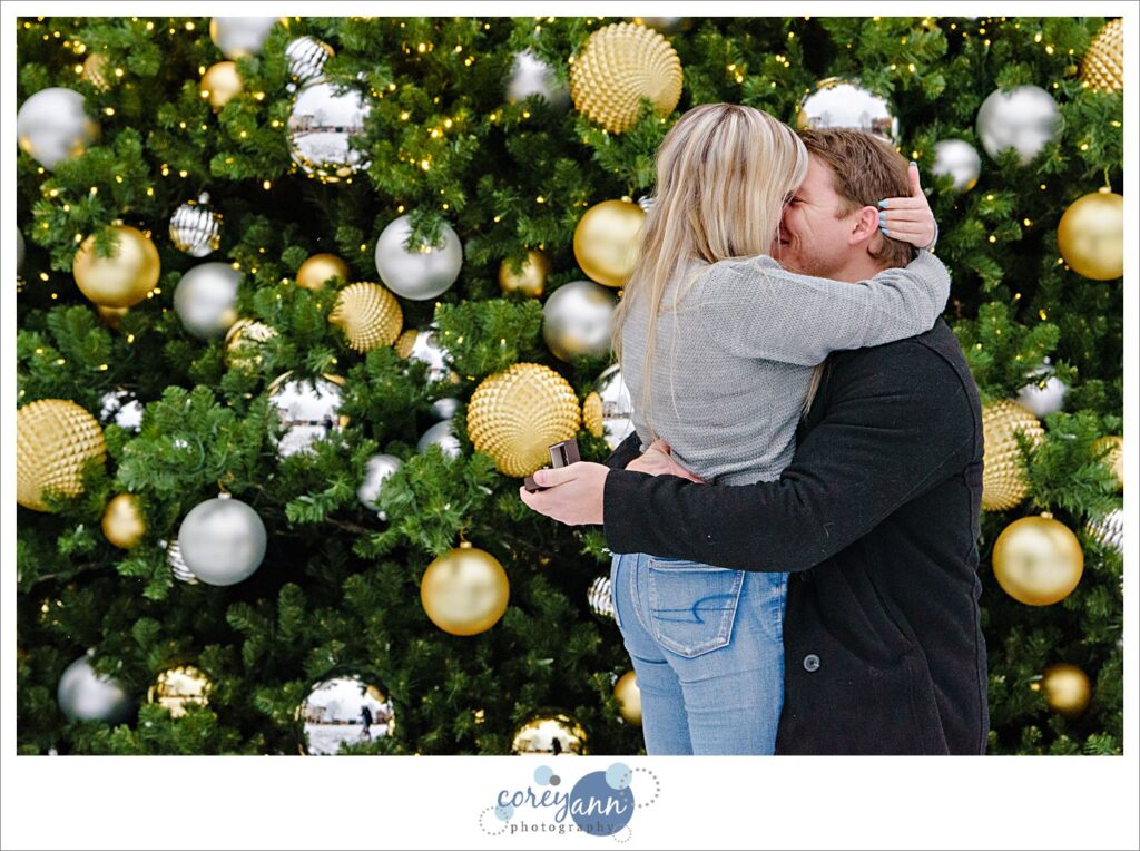 Proposal at Legacy Village at Christmas