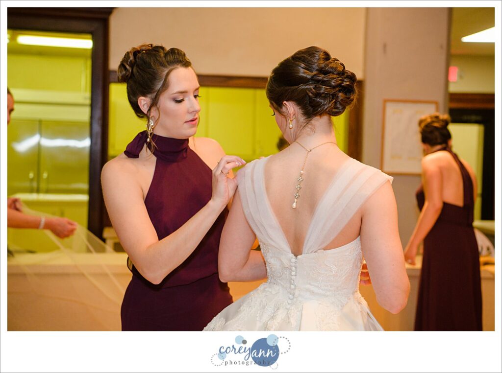 bride getting ready for wedding in canton