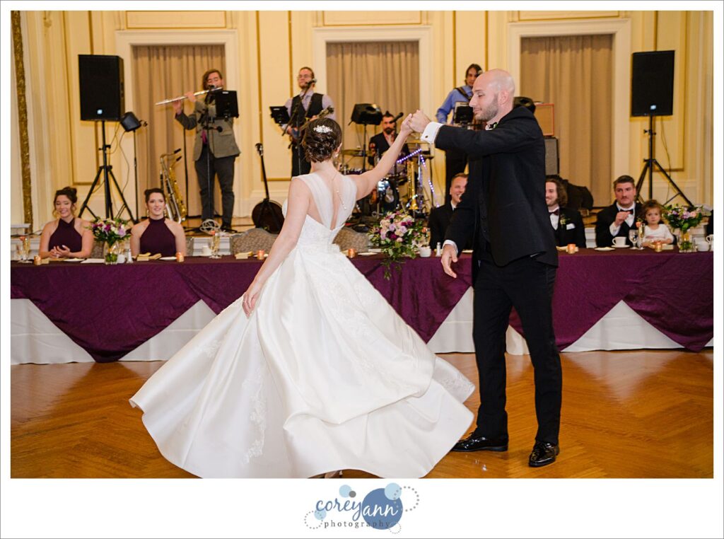 wedding reception at greystone hall in Akron