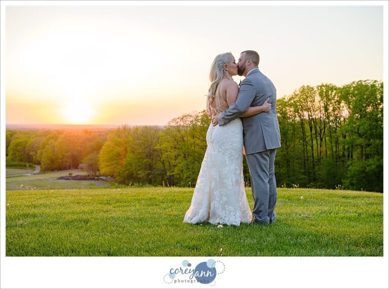 Sunset wedding photo at Mapleside Farm