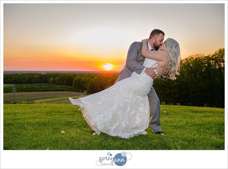Sunset wedding photo at Mapleside Farm