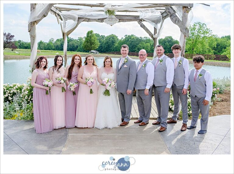 Bridal party at Peacock Ridge after wedding ceremony