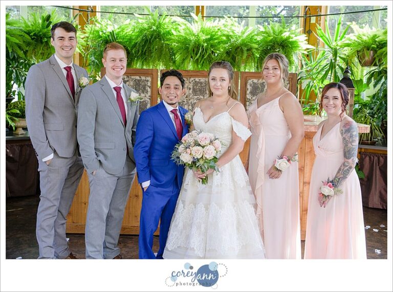 Bridal Party in Pink, red, blue and grey
