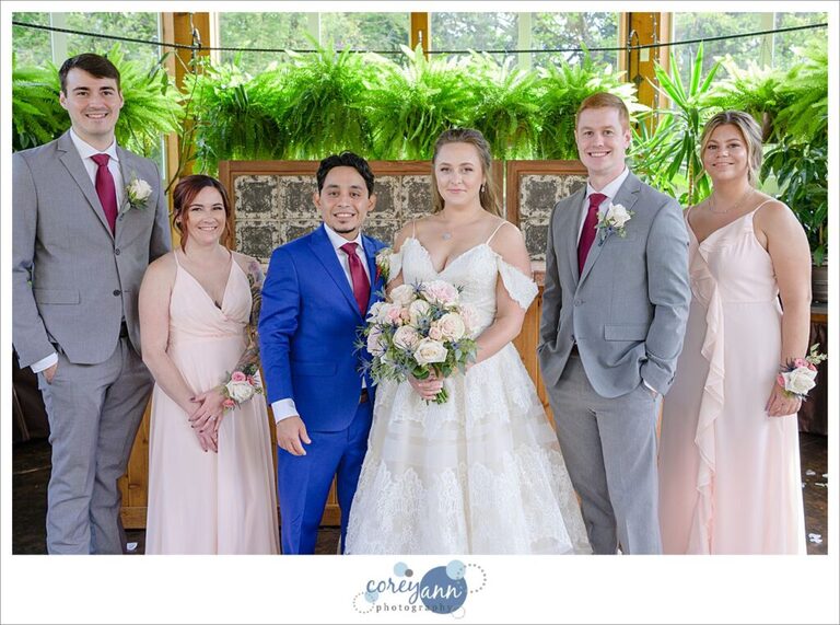Bridal Party in Pink, red, blue and grey