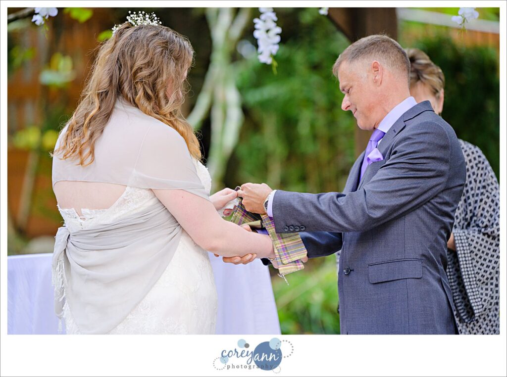 Outdoor wedding ceremony at Landoll's Mohican Castle
