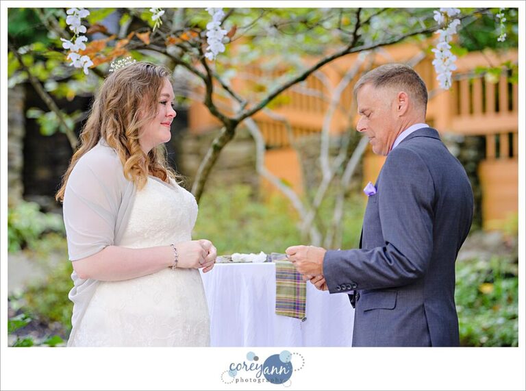 Outdoor wedding ceremony at Landoll's Mohican Castle