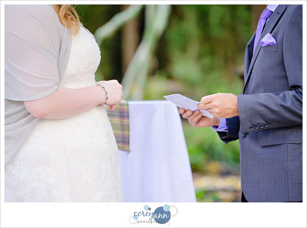 Outdoor wedding ceremony at Landoll's Mohican Castle